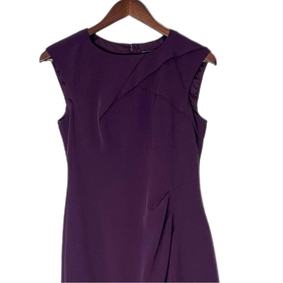 Adrianna Papell Pleated Crepe Dress Plum - Picture 3 of 7